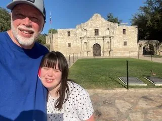 Richard and his daughter, Averie, visiting the Alamo