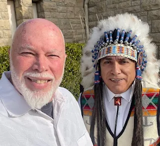 Visiting the Will Rogers Memorial and chatting with a new Native American friend
