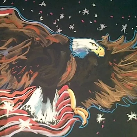 Richard Hight painting of an eagle over an American flag